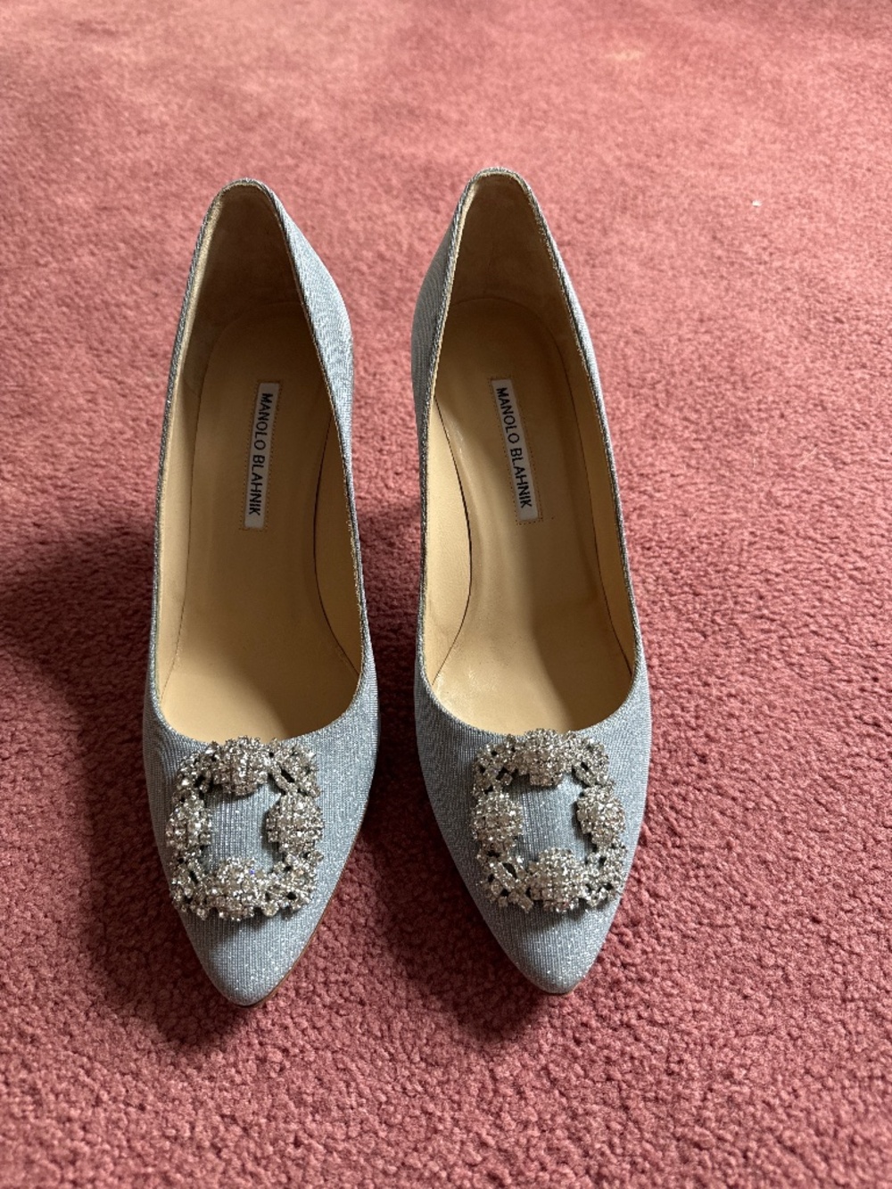 Manolo Blahnik Hangisi 90 Crystal Embellished Satin Pumps